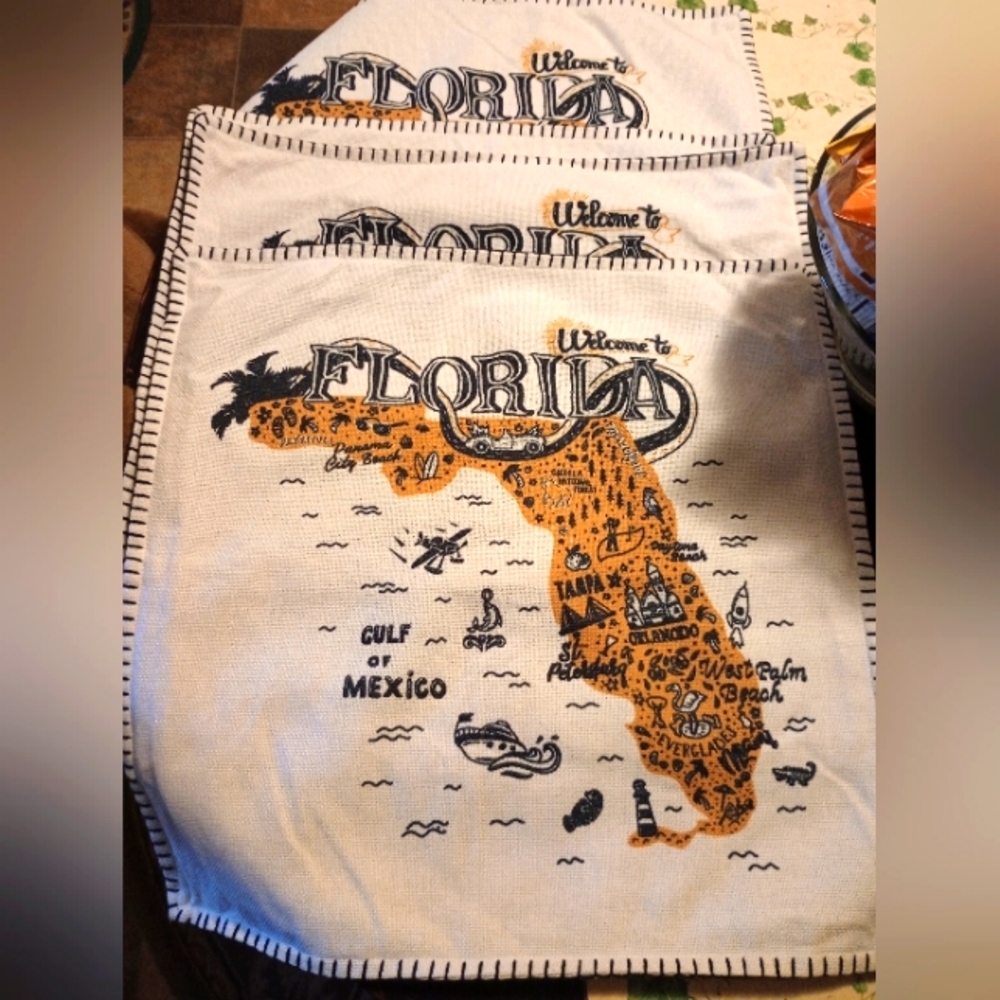 NWT Set Of 4 THRO Welcome To Florida 20" X 20" Pillow Covers